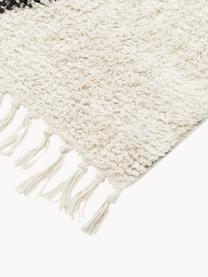 Tapis de couloir en coton à motif, tufté main Bina, Beige, noir, larg. 80 x long. 200 cm