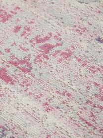 Vintage chenille vloerkleed Rimini in roze-lichtgrijs, handgeweven, Bovenzijde: 95% katoen, 5% polyester, Onderzijde: 100% katoen, Roze, grijs, B 200 x L 300 cm (maat L)