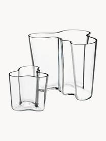Súprava ručne fúkaných váz Alvar Aalto, 2 diely, Fúkané sklo, Priehľadná, Súprava s rôznymi veľkosťami