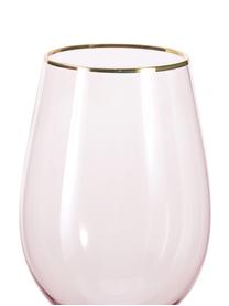 Verre à vin avec bordure dorée Chloe, 4 pièces, Verre, Pêche, Ø 9 x haut. 26 cm