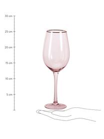 Verre à vin avec bordure dorée Chloe, 4 pièces, Verre, Pêche, Ø 9 x haut. 26 cm