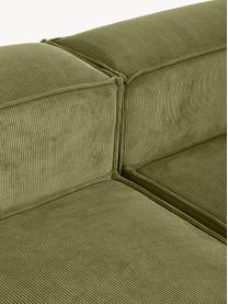 Modulares XL-Ecksofa Lennon aus Cord, Bezug: Cord (92 % Polyester, 8 %, Gestell: Massives Kiefernholz, Spe, Füße: Kunststoff Dieses Produkt, Cord Dunkelgrün, B 329 x T 269 cm, Eckteil rechts