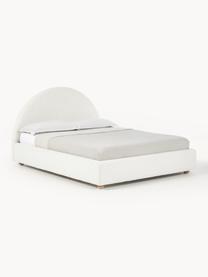 Buklé čalúnená posteľ s úložným priestorom Ebba, Plyšová biela, Š 160 x D 200 cm