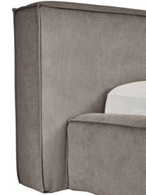 Polsterbett Lennon aus Cord, Bezug: Cord (98% Polyester, 2% P, Gestell: Massives Kiefernholz, FSC, Füße: Holz, FSC-zertifiziert, K, Cordsamt Greige, B 140 x L 200 cm