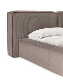 Čalúnená posteľ z menčestru Lennon, Menčestrová sivobéžová, Celkové rozmery: Š 208 x H 243 cm (spacia plocha Š 140 x D 200 cm)
