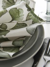 Bavlněné ubrousky s motivy listů ginkgo biloba Gigi, 4 ks, 100 % bavlna, Béžová, zelená, Š 45 cm, D 45 cm