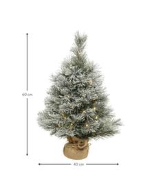 Albero di Natale artificiale a LED Cashmere, alt. 60 cm, innevato, Coperchio: juta, Verde, bianco, Ø 40 x Alt. 60 cm