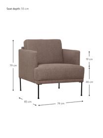 Poltrona Fluente, Rivestimento: 100% poliestere Con 115.0, Struttura: legno di pino massiccio, , Gambe: metallo verniciato a polv, Tessuto torrone, Larg. 74 x Prof. 85 cm