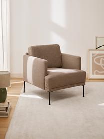 Fauteuil Fluente, Bekleding: 100% polyester De slijtva, Frame: massief grenenhout, Poten: gepoedercoat metaal Dit p, Geweven stof taupe, B 74 x D 85 cm