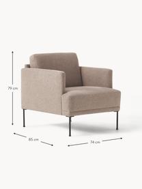 Fauteuil Fluente, Bekleding: 100% polyester De slijtva, Frame: massief grenenhout, Poten: gepoedercoat metaal Dit p, Geweven stof taupe, B 74 x D 85 cm