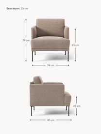 Sessel Fluente, Bezug: 100% Polyester Der strapa, Gestell: Massives Kiefernholz, Beine: Metall, pulverbeschichtet, Webstoff Taupe, B 74 x T 85 cm