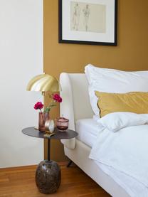 Gestoffeerd bed Madonna met hoofdeinde in beige, Frame: massief grenenhout, Poten: gepoedercoat metaal, Bekleding: polyester (gestructureerd, Geweven stof beige, 160 x 200 cm