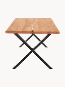 Mesa de comedor de madera de roble Montpellier, 200 x 95 cm, Tablero: madera de roble maciza ac, Estructura: metal con pintura en polv, Madera de roble, negro, An 200 x F 95 cm