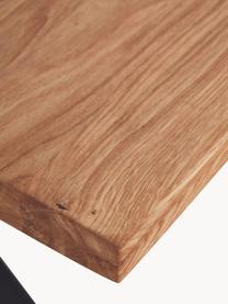 Tavolo con piano in legno di quercia Montpellier, 200 x 95 cm, Struttura: metallo verniciato a polv, Legno di quercia, nero, Larg. 200 x Prof. 95 cm