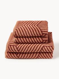 Set de toallas lavabos Fatu, tamaños diferentes, Tonos terracota, Set de 4 (toallas lavabo y toallas ducha)