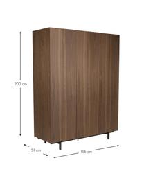 Drehtürenschrank Germina, 3-türig, Korpus: Mitteldichte Holzfaserpla, Braun, B 155 x H 200 cm