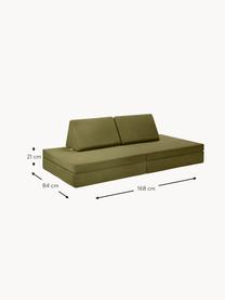 Ręcznie wykonana dziecięca sofa modułowa z aksamitu Mila, Tapicerka: aksamit (100% poliester) , Oliwkowy zielony aksamit, S 168 x G 84 cm