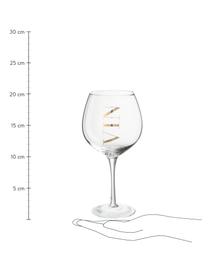 Bicchiere vino con scritta Vin 6 pz, Vetro, Trasparente, dorato, Ø 10 x Alt. 20 cm