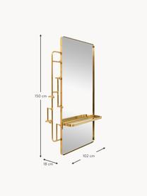 Nástěnný věšák se zrcadlem Tristan, Zlatá, Š 102 cm, V 150 cm