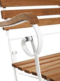Chaise pliante à accoudoirs Parklife, Blanc, bois d'acacia