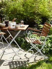 Składane krzesło ogrodowe z podłokietnikami Parklife, 2 szt., Stelaż: metal ocynkowany, malowan, Biały, drewno akacjowe, S 59 x G 52 cm