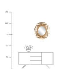 Kulaté nástěnné zrcadlo s rámem z teakového dřeva Ena, Teakové dřevo, Ø 80 cm, H 6 cm