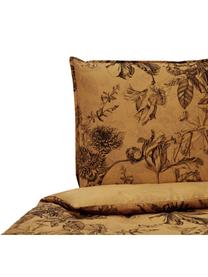 Housse de couette en satin de coton Vivienne, Ocre, noir, gris