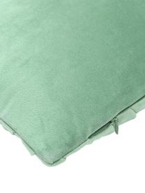 Fluwelen kussenhoes Lucie in saliegroen met structuur-oppervlak, 100% fluweel (polyester), Groen, B 30 x L 50 cm