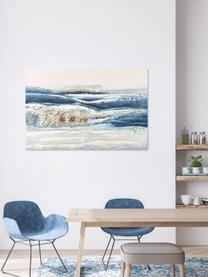 Handbeschilderde canvasdoek Nettuno, Wit en blauwtinten, meerkleurig, B 150 x H 100 cm