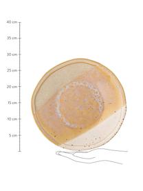 Piatto piano fatto a mano con belle sfumatura April, Gres
Una metà smaltata, una metà naturale, il che sottolinea il carattere dell'artigianato, Tonalità beige, Ø 29 cm