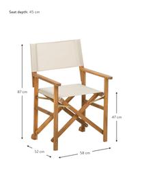 Klappbarer Regiestuhl Zoe mit Holzgestell, Gestell: Akazienholz, geölt, Weiß, B 52 x T 58 cm