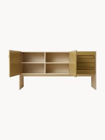 Credenza Space, Pannello di fibra a media densità (MDF), Verde oliva, beige chiaro, Larg. 160 x Alt. 80 cm