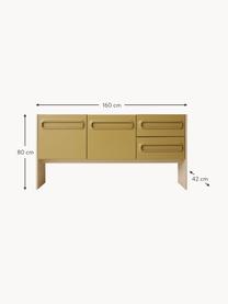 Credenza Space, Pannello di fibra a media densità (MDF), Verde oliva, beige chiaro, Larg. 160 x Alt. 80 cm