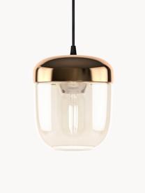 Kleine hanglamp Acorn van glas, Koperkleurig, amberkleurig, Ø 14 x H 16 cm