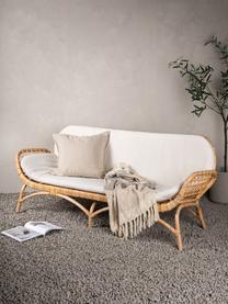 Sofa ogrodowa z rattanu Moana (2-osobowa), Tapicerka: 100% poliester, Nogi: rattan, Beżowa tkanina, rattan, S 180 x W 76 cm