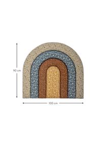 Čelo postele v tvare dúhy s kvetinovým vzorom Jo, Žltá, hnedá, modrá, krémovobiela, Š 100 x V 90 cm