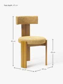 Holzstuhl Katya mit Polsterung, Bezug: 100 % Polyethersulfon Der, Gestell: Massives Eichenholz, lack, Stoff Senfgelb, Eichenholz senfgelb lackiert, B 49 x T 51 cm