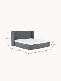 Gestoffeerd bed Star, Frame: massief grenenhout en pla, Bekleding: polyester (gestructureerd, Geweven stof antraciet, B 200 x L 200 cm