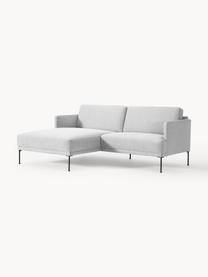 Kleines Ecksofa Fluente, Bezug: 100 % Polyester Der strap, Gestell: Massives Kiefernholz, Bir, Füße: Metall, pulverbeschichtet, Webstoff Hellgrau, B 198 x T 152 cm, Eckteil links