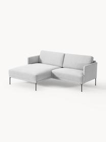 Kleines Ecksofa Fluente, Bezug: 100 % Polyester Der strap, Gestell: Massives Kiefernholz, Bir, Füße: Metall, pulverbeschichtet, Webstoff Hellgrau, B 198 x T 152 cm, Eckteil links