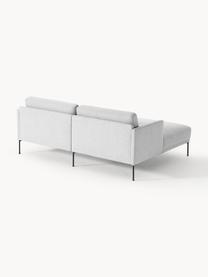 Kleines Ecksofa Fluente, Bezug: 100 % Polyester Der strap, Gestell: Massives Kiefernholz, Bir, Füße: Metall, pulverbeschichtet, Webstoff Hellgrau, B 198 x T 152 cm, Eckteil links