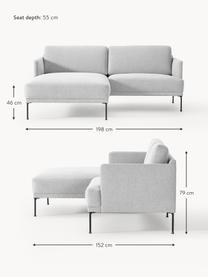 Kleines Ecksofa Fluente, Bezug: 100 % Polyester Der strap, Gestell: Massives Kiefernholz, Bir, Webstoff Hellgrau, B 198 x T 152 cm, Eckteil links