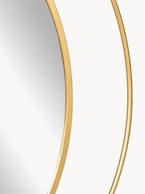 Specchio ovale da parete con cornice in metallo dorato Anna, Cornice: metallo verniciato a polv, Retro: pannello di fibra a media, Superficie dello specchio: lastra di vetro, Dorato, Ø 91 cm
