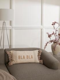 Housse de coussin rectangulaire Bla Bla, 100 % coton, certifié GRS, Beige, larg. 30 x long. 60 cm