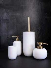 Escobilla de baño Lotus, Recipiente: cerámica, Blanco, dorado, Ø 10 x Al 21 cm