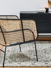 Loungestuhl Merete mit Wiener Geflecht, Sitzfläche: Rattan, Gestell: Metall, pulverbeschichtet, Rattan, Schwarz, B 72 x T 74 cm