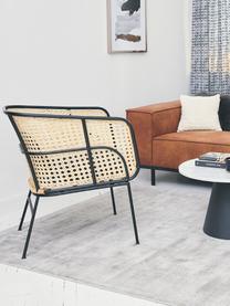 Fotel z plecionką wiedeńską Merete, Siedzisko: rattan Stelaż: czarny, matowy Poszewki: czarny, S 72 x G 74 cm