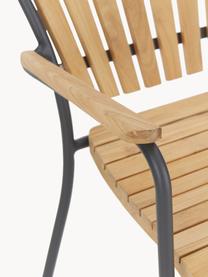 Chaise de jardin à accoudoirs en bois Hard & Ellen, Bois de teck, anthracite, larg. 56 x haut. 78 cm