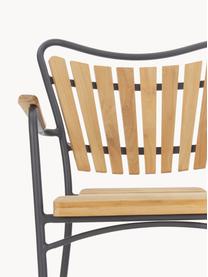 Záhradná drevená stolička s opierkami Ellen, Tíkové drevo, antracitová, Š 56 x V 78 cm