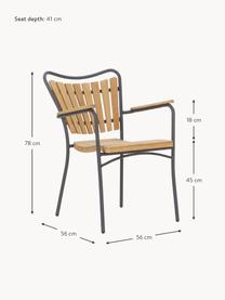 Garten-Armlehnstuhl Hard & Ellen aus Holz, Gestell: Aluminium, pulverbeschich, Teakholz, Anthrazit, B 56 x H 78 cm